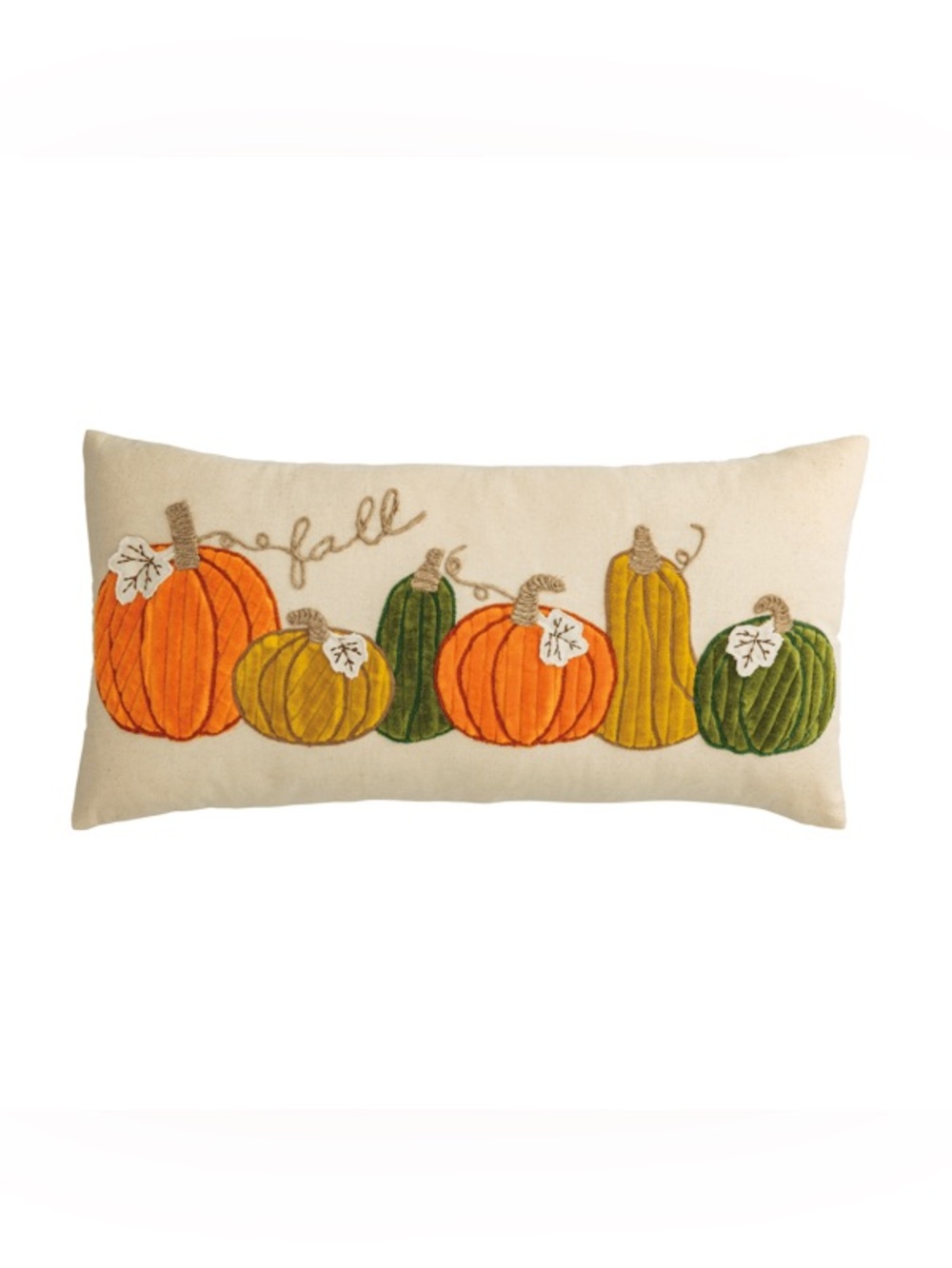 Mudpie Long corduroy Fall Pumpkin Rectangle Accent Pillow - Cream